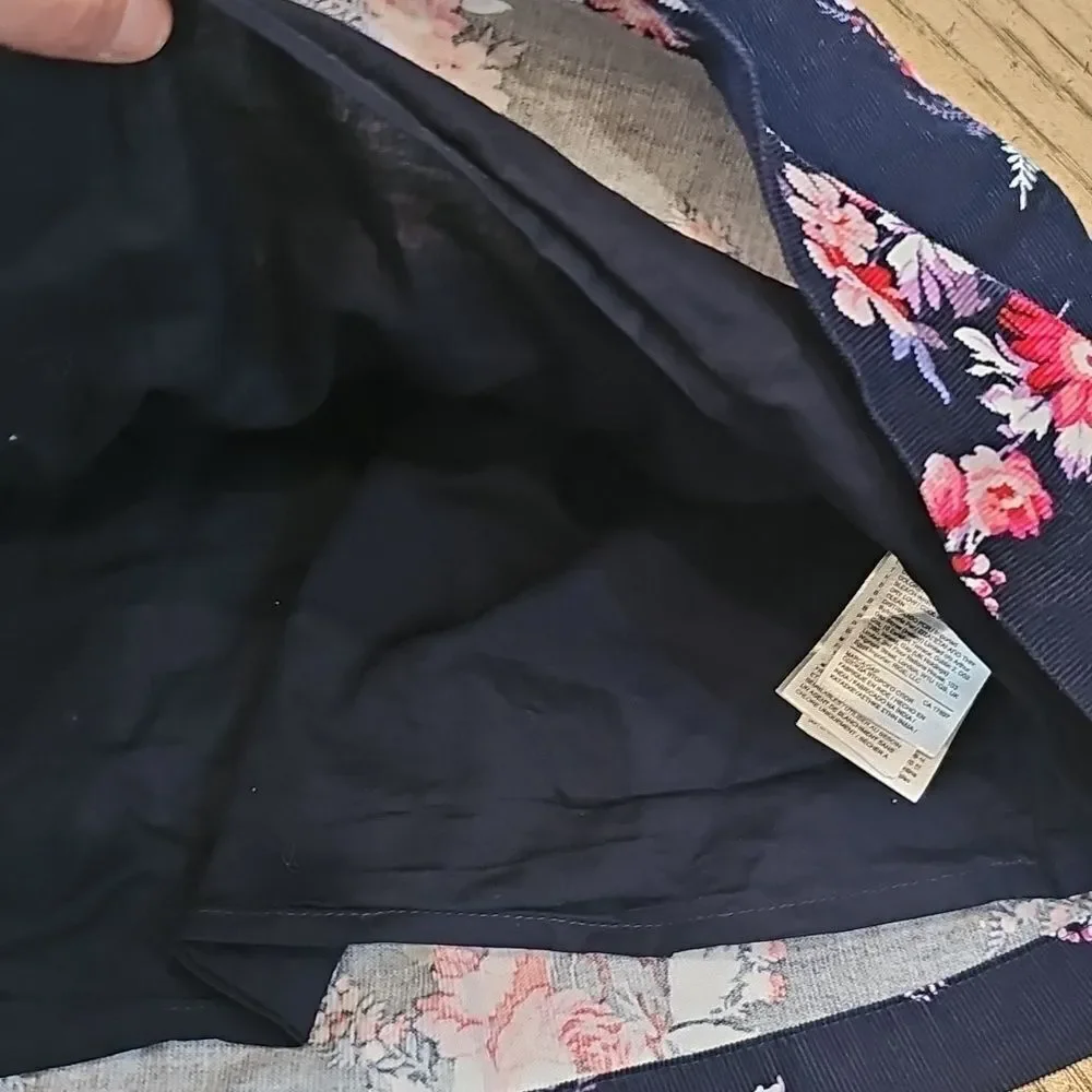Floral Navy Corduroy Skirt Size 5 Baby Gap